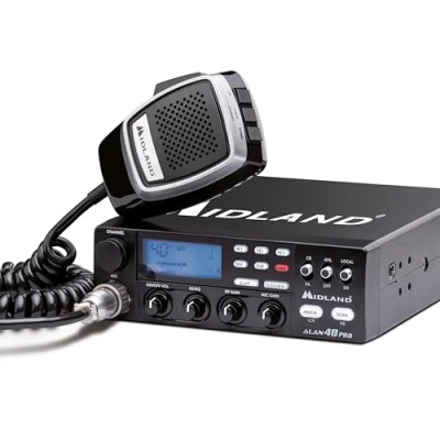 Imagen de Midland Alan 48 Pro CB Transceptor de Radio Vehicular Multibanda, con Micrófono 6 Pines, Pantalla LCD Multifunción, SCAN, Dual Watch, Ganancia RF, Squelch Digital y Mic