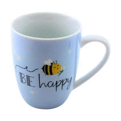 Imagen de Dekohelden24 Taza de café Porcelana con diseño Abeja Be Happy (Altura: 10 x 8 cm), Capacidad 250 ml, Apta para lavavajillas, Kaffeetasse