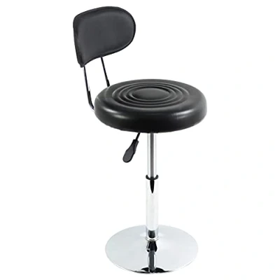 Imagen de FURWOO Silla de café barbero Altura Ajustable giratoria Respaldo pequeño Tareas Sala Estar Tienda Desayuno Hogar Cocina Bar Negro