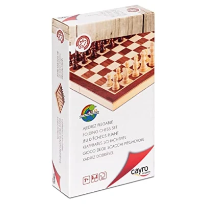 Imagen de Cayro Ajedrez + 7 Años Piezas de Madera Juego Mesa Educativo Ideal Niños y Adultos Tablero Plegable 30 x cm para Guardar Las Fichas