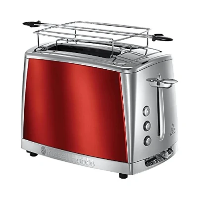 Imagen de Russell Hobbs Tostadora Luna Solar Red 2 Ranuras Cortas y Anchas, Tostador para Rebanadas, Bandeja Recogemigas, Calientapanecillos, Función Cancelar Descongelar, Inox. Rojo 23220 56