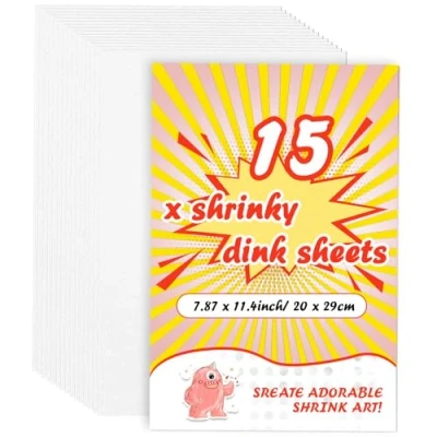 Imagen de WOOWAIR 15 Piezas Plastico Magico Shrink Plastic Translúcido Películas Termorretráctiles Kit Hojas de Plástico Termocontraíble para Manualidades Creativas DIY (20 x 29 cm)