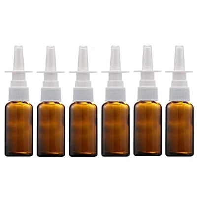 Imagen de VASANA 6 botellas de spray nasal vacías vidrio ámbar 20 ml, rellenables, pulverizadores niebla fina, contenedor maquillaje para aplicaciones cosméticas agua salina