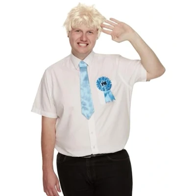 Imagen de Smiffys Kit de político elegante, Peluca rubia, corbata y escarapela