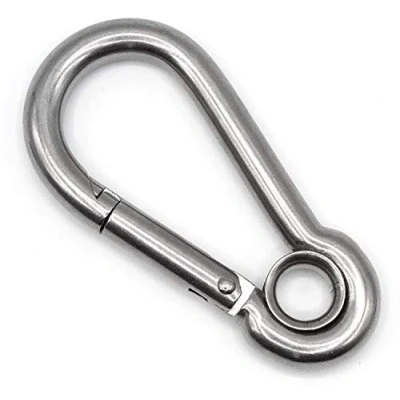 Imagen de Constrabo 5X mosquetones con Ojo de 60x6mm, Similar Norma DIN5299C Gancho Resorte Acero galvanizado una Capacidad Carga 120kg, mosquetón guardacabo, Cerrado