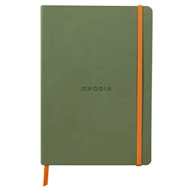 Imagen de RHODIA 117440C Rhodiarama Cuaderno de salvia (A5, 160 páginas, papel Clairefontaine marfil 90 g/m², cierre elástico, tapa piel sintética, colección