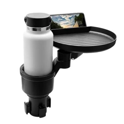 Imagen de Macally bandeja para portavasos de coche y expansor coche, disfruta tu comida, extensor con ranura teléfono, mesa alimentos