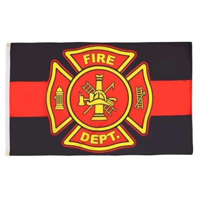 Imagen de AZ FLAG Bandera Bomberos de Estados Unidos 150x90 cm Us Fire Department 100% Poliéster Con Ojales Metal integrados 110g Colores Vivos Y Resistente A La Decoloración