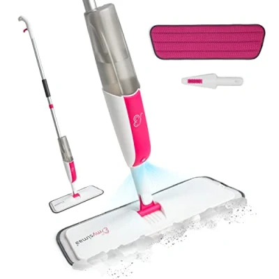 Imagen de MySimaa Mopa Fregona con Spray, Lavable Microfibra, Mopas de Limpieza Suelos Seco, Húmedo y Laminado 2 en 1, Mop Hogar, Rotación 360, Pulverizador, Capacidad 400ml
