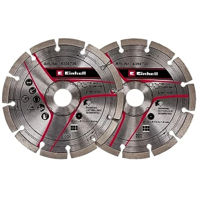 Imagen de Original Einhell Set de discos corte diamante 125 mm como accesorios rozadoras (Ø mm, 2 unidades, orificio 22,23 para TC MA 1300 y TE 1500 Einhell)