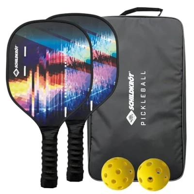 Imagen de Schildkröt® Pickleball set con 2 raquetas, 1 pelota de interior y exterior, bolsa transporte, para jugadores principiantes avanzados
