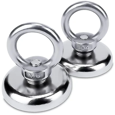 Imagen de Sensei 2 piezas imán anular de neodimio Ø36 x H36 mm, muy potente en carcasa acero, fuerza atracción 50 kg, gancho magnético