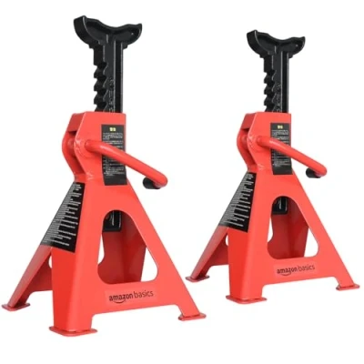 Imagen de Amazon Basics Gatos estabilizadores, de acero, Capacidad 2 toneladas (1,8 métricas), 1 Par, Rojo, negro