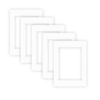 Imagen de nielsen Conservation Passepartout 1,5 mm, juego de 5, tamaño exterior 13x18 cm para cuadros 9x13 cm, blanco polar con estructura