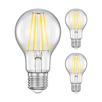 Imagen de ledscom.de Bombilla LED E27 de 3 piezas, A60, blanco cálido (2700 K), 7,1 W, 963lm, regulador intensidad niveles