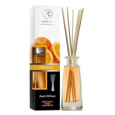 Imagen de Difusor de Caña Naranja 100ml Set Regalo con 10 palitos bambú es Mejor para Aromaterapia SPA Hogar Oficina Gimnasio Restaurante Boutique
