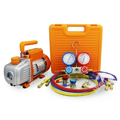 Imagen de BACOENG Bomba de Vacío con Manometros Aire Acondicionado, Kit Carga Acondicionado Coche Ideal para HVAC/Auto AC Diagnósticos R134A R410A R407C R32
