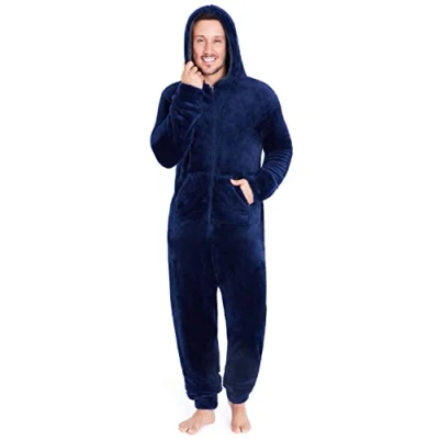 Imagen de CityComfort Pijama Hombre Entero, de Una Pieza Mono con Cremallera, Pijamas Enteros Polar para Adultos M 3XL (L, Azul)