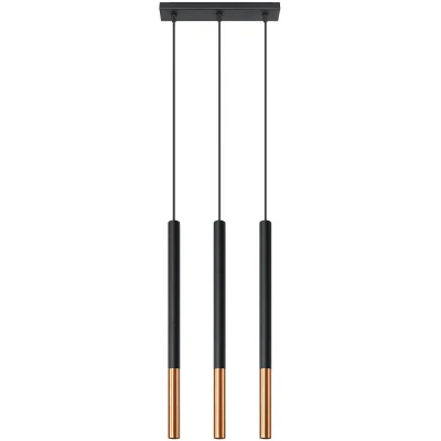 Imagen de SOLLUX lighting lámpara colgante de techo acero 3 llamas LED bombilla cobre negro Mozaica