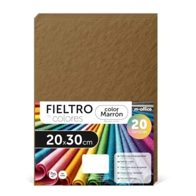 Imagen de Fieltro para Manualidades, de Colores, Suave y Flexible, Material Costura, Telas Patchwork, Ideal proyectos DIY, artesanía o decoración, 20x30cm m office (marron, 20 uds)