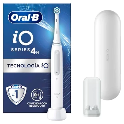 Imagen de Oral B iO 4N Cepillo de Dientes Eléctrico con 1 Cabezal y Estuche Viaje, Diseñado por Braun, Regalos Orginales Blanco