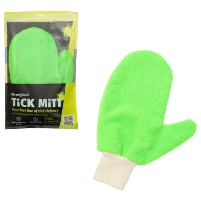 Imagen de TiCK MiTT Guante de defensa contra garrapatas verde, herramienta protectora para humanos y mascotas, maneja forma segura las con facilidad, duradero, cómodo fácil usar.