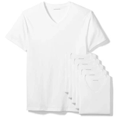 Imagen de Amazon Essentials Camiseta Interior con Cuello de Pico Hombre, Pack 6, Blanco, XL