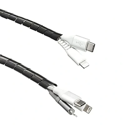 Imagen de Amazon Basics Organizador de cables, funda para ordenar los cables y protegerlos mascotas, 10 m, negro (la empresa se llamaba antes AmazonCommercial)