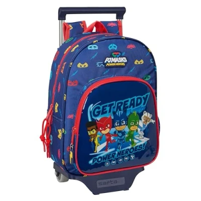 Imagen de Safta PJMASKS READY Mochila Infantil con Carro 705, Ideal para Niños de Diferentes Edades, Cómoda y Versátil, Calidad Resistencia, 26x11x34 cm, Color Azul marino
