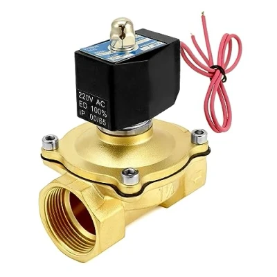 Imagen de QWORK Electroválvula 220V, 1 1/4&#039;&#039;G, latón, para agua aire gasóleo, DN32
