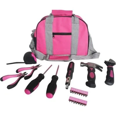 Imagen de Señoras Pink Tool Kit bolsa de herramientas DIY conjunto incluye Martillo Rosa, rosa alicates destornilladores en estuche 25pcs