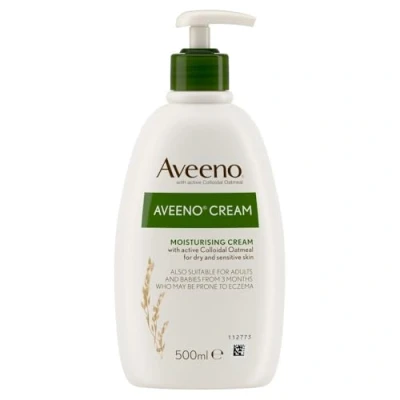Imagen de Aveeno Crema, con avena coloidal, hidrata activamente la piel seca y sensible, el uso regular piel, adecuada para adultos también bebés a partir de los 3 meses, 500 ml (el embalaje puede variar)