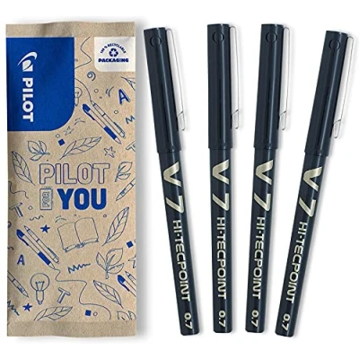 Imagen de Pilot Flw538837 V7 Punta De Bola Tinta Líquida, 4 Unidades, Color Negro