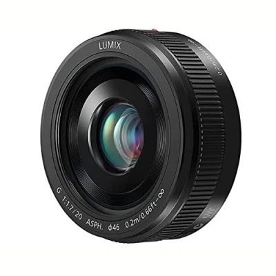 Imagen de Panasonic LUMIX H H020AE K Objetivo Focal Fija para Cámaras de Montura M4/3 (Focal 20 mm, F1.7, Tamaño Filtro 46 Lentes Asféricas), Negro