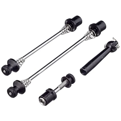Imagen de TranzX Schnellspann Set con Tornillo de 5 Canales, antirrobo, 3 Piezas, Schnellspannset 3tlg. mit Kantschl.diebstahls, Plata