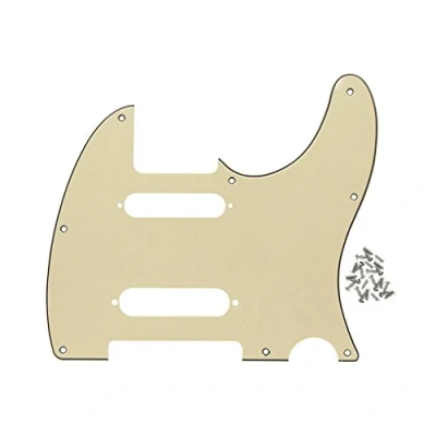 Imagen de FLEOR 8 Hole SS Guitar Pickguard Front Scratch Plate con tornillos de montaje para estilo TL Nashville estándar, crema 3 capas