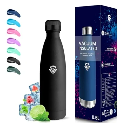 Imagen de Grsta Botella Agua Acero Inoxidable, Termica 500ml, A Prueba de Fugas, sin Bpa, Mantiene 24H Frio/12H Calor, Deportiva, para la Escuela, Oficina, Cámping, Cafetería