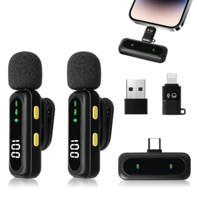 Imagen de Monemey Micrófono inalámbrico para iPhone/Android, Mini Microfono Inalambrico Movil, Portátil Video, Youtube, TikTok, Vlog, Facebook, Podcast y Streaming Profesional