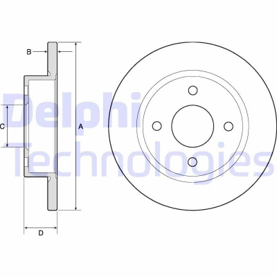 Imagen de DELPHI BG2683 Disco de freno 234 12 4 macizo aceitado sin procesar cojinete rueda, anillo sensor ABS NISSAN: MICRA 2
