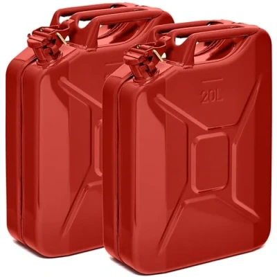 Imagen de BW® Bidón de combustible metal para gasolina, 2 x 20 litros, color rojo, RAL 3000, certificado TÜV y homologación UN, fabricado en Europa