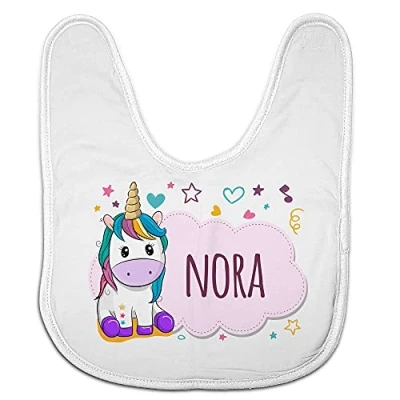 Imagen de LolaPix Babero Unicornio. Regalos Personalizados con Nombre. Baberos para bebé Personalizados. Varios diseños. Unicornio Rosa