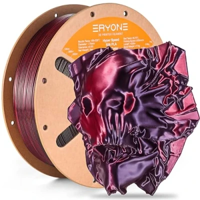 Imagen de ERYONE High Speed Filament Silk Dual Color 1.75mm +/ 0.03mm, 3D Printing PLA Pro Fit Most FDM Printer, 1kg / Spool, Black &amp; Red