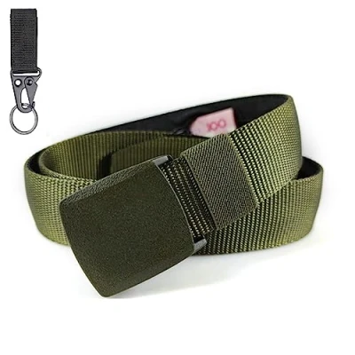 Imagen de BLAINDERS Cinturón antirrobo de Viaje con Bolsillo Secreto Cremallera Interior. No Pita en aeropuertos. Disponible 6 Colores. Mosquetón Gratis Regalo. (Verde)