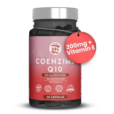 Imagen de Coenzima Q10 200mg 50 Caps (50 días) 100% Fermentación Natural, mejora la Energía y Salud Cardiovascular, Ubiquinol aumenta Función Muscular Rendimiento Físico, coq10 + Vitamina E