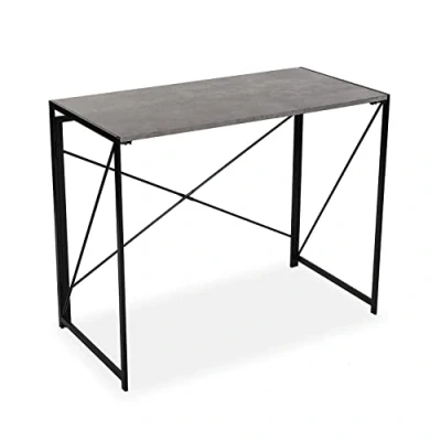 Imagen de Versa Jack Escritorio Plegable para el Ordenador, Mesa la Habitación o Estudio. Gaming, Medidas (Al x L An) 74 45 90 cm, Madera y Metal, Color Gris