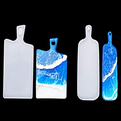 Imagen de Rolin Roly 2PCS Moldes De Resina Epoxi Silicona Fundición Bandeja Grande para Servir con asa Posavasos Comida Decoración del Hogar (Wide + Narrow)