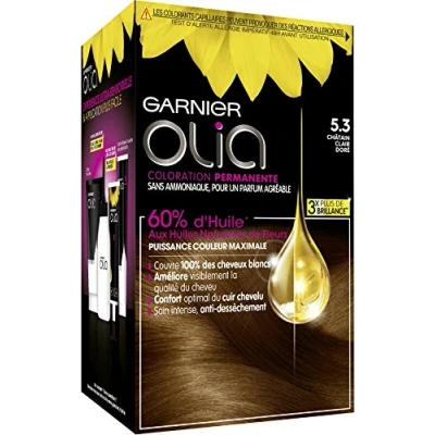 Imagen de Garnier Coloración permanente Olia a base de aceite, sin amoníaco, color castaño