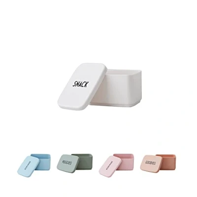Imagen de design letters caja de bocadillos (Blanco) Sin BPA, Disponible en colores moda, Ideal para la escuela, el trabajo o movimiento, se adapta a lonchera, 37 g, L: 9.3 x H: 5.5 xl: 7cm