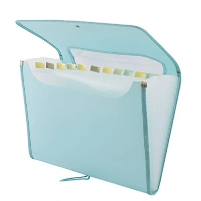 Imagen de D.RECT 5590 Carpeta de archivos extensible A4 Acordeón Clasificadora documentos con 12 Compartimentos Acordeon color menta