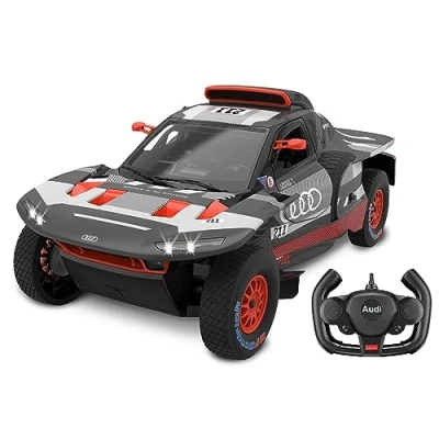 Imagen de JAMARA Audi RS Q e Tron E2 1:14 2,4GHz Tür manuell Transparente Windschutzscheibe, LED Licht, RC Auto Deluxe Cars, Color Gris (402160)